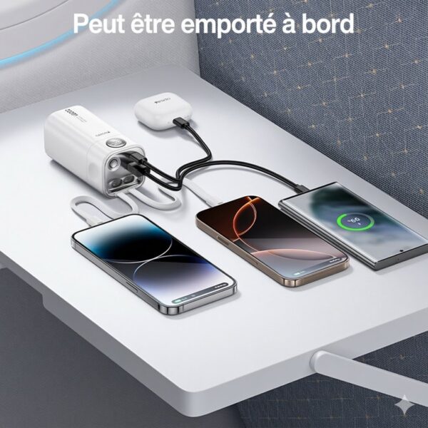 Batterie Externe 20000mAh - 22.5W avec Câbles Intégrés