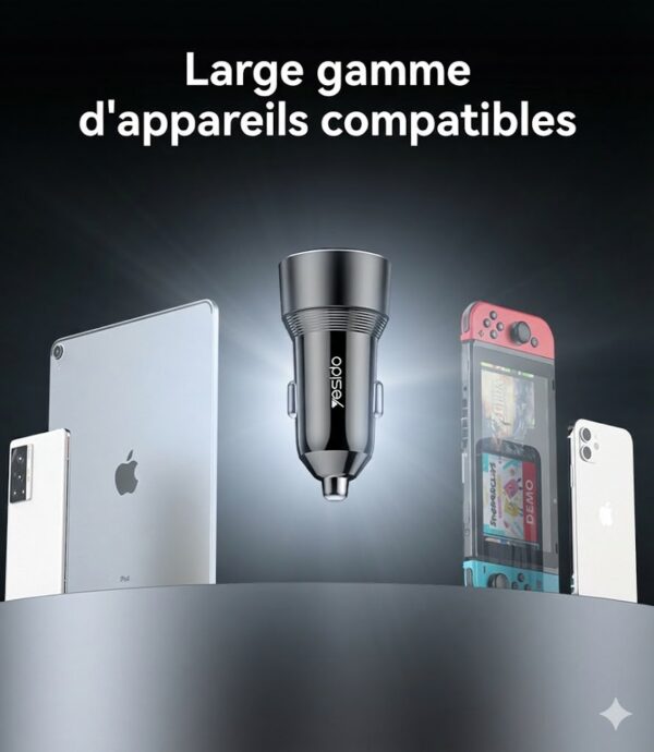 Chargeur Voiture Rapide 50W - USB & Type-C